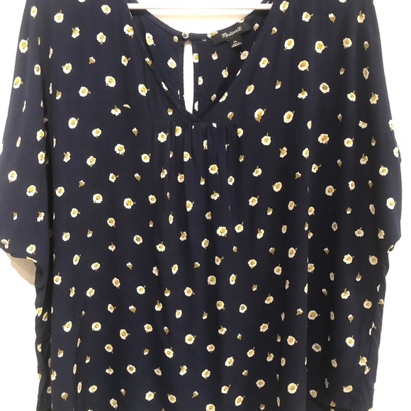 Madewell Women's Navy Blue Floral Top - Picture 3 of 6